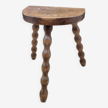 Tabouret tripode demi rond pieds boules