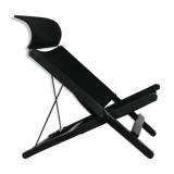 Armchair by Tord Bjorklund, black wood, steel and canvas. Ed. Ikéa, circa 1990.