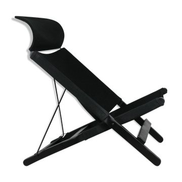 Armchair by Tord Bjorklund, black wood, steel and canvas. Ed. Ikéa, circa 1990.