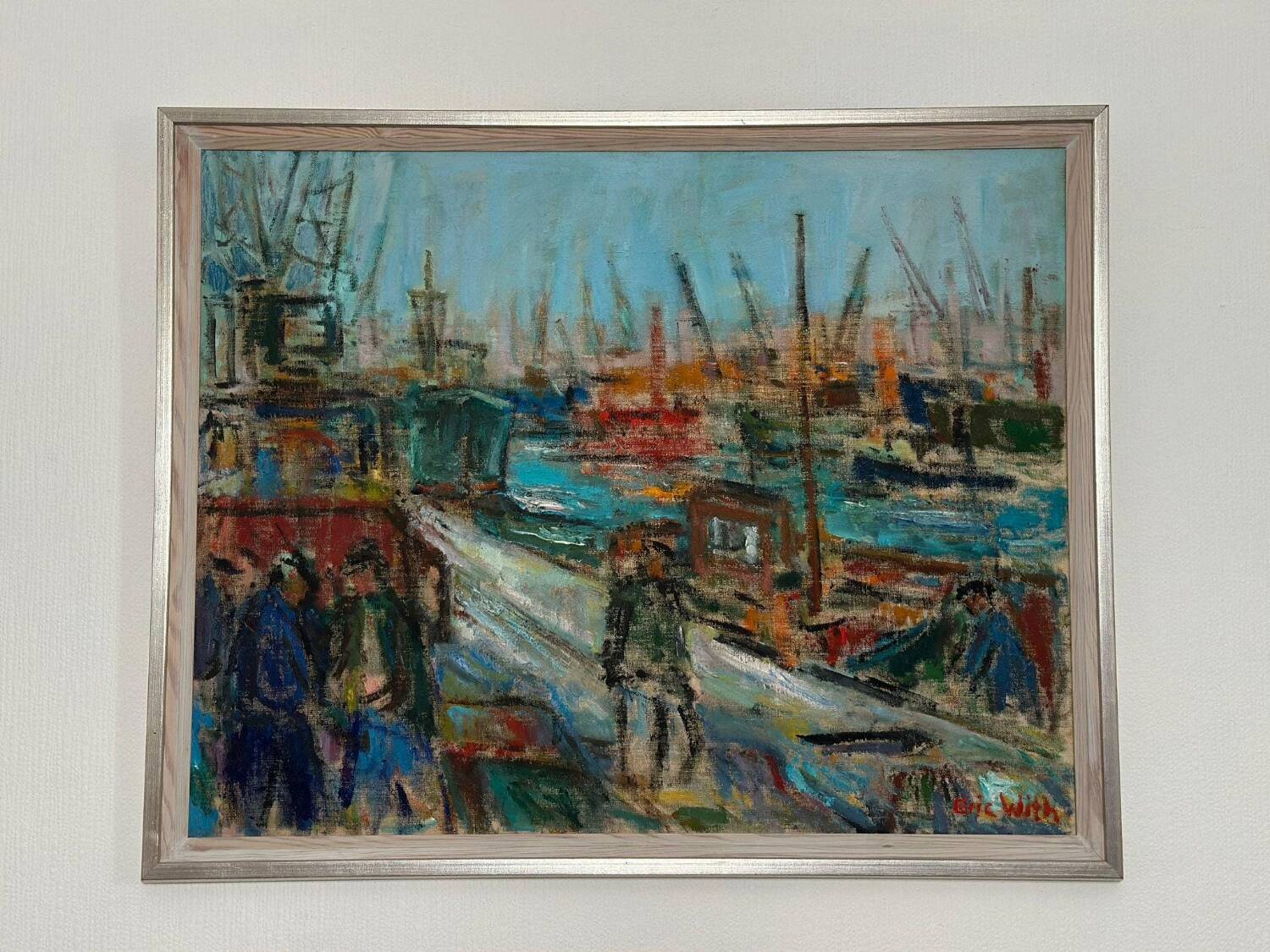 Swedish Oil on Canvas – “Port of Gothenburg” by Eric With