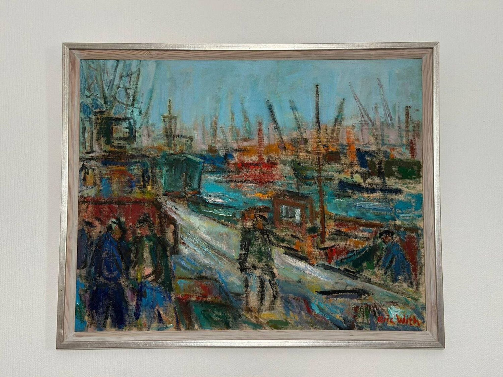 Huile sur toile suédoise – « Port de Göteborg » par Eric With