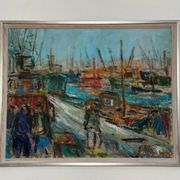 Huile sur toile suédoise – « Port de Göteborg » par Eric With