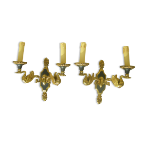 Paire d'appliques Aux cygnes par