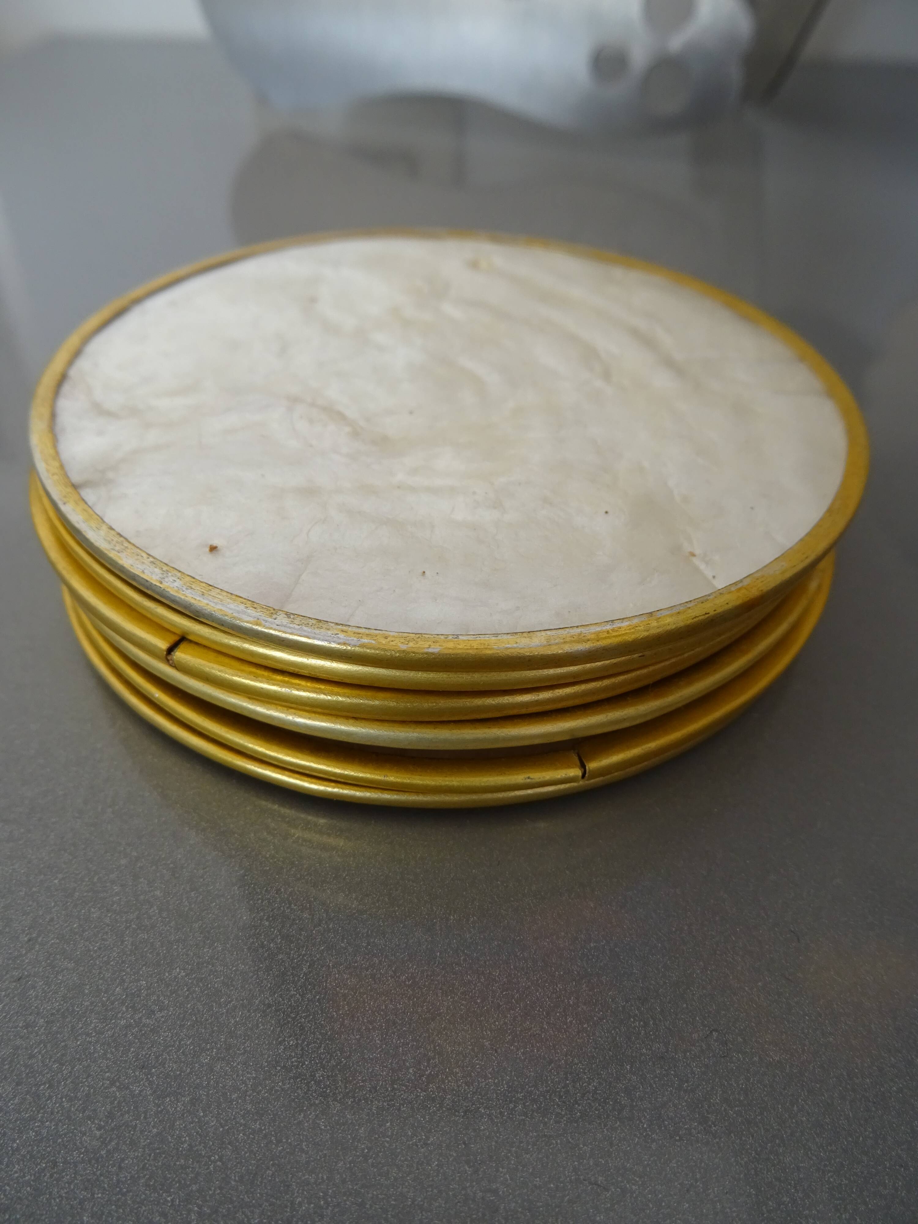 Série de 6 dessous de verre en nacre vintage