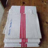 Old linen - 5 towels in métis, red stripes - 0111