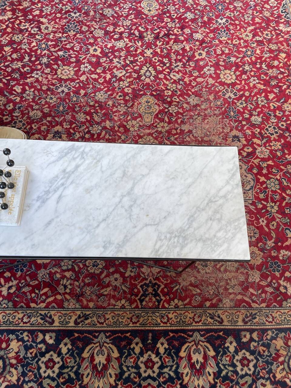 50s coffee table in metal and marble