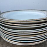 Plates for 14 people Céranord Saint Amand green and golden including hollows and plates