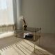 Vintage brass side table with smoked glass, 1970s