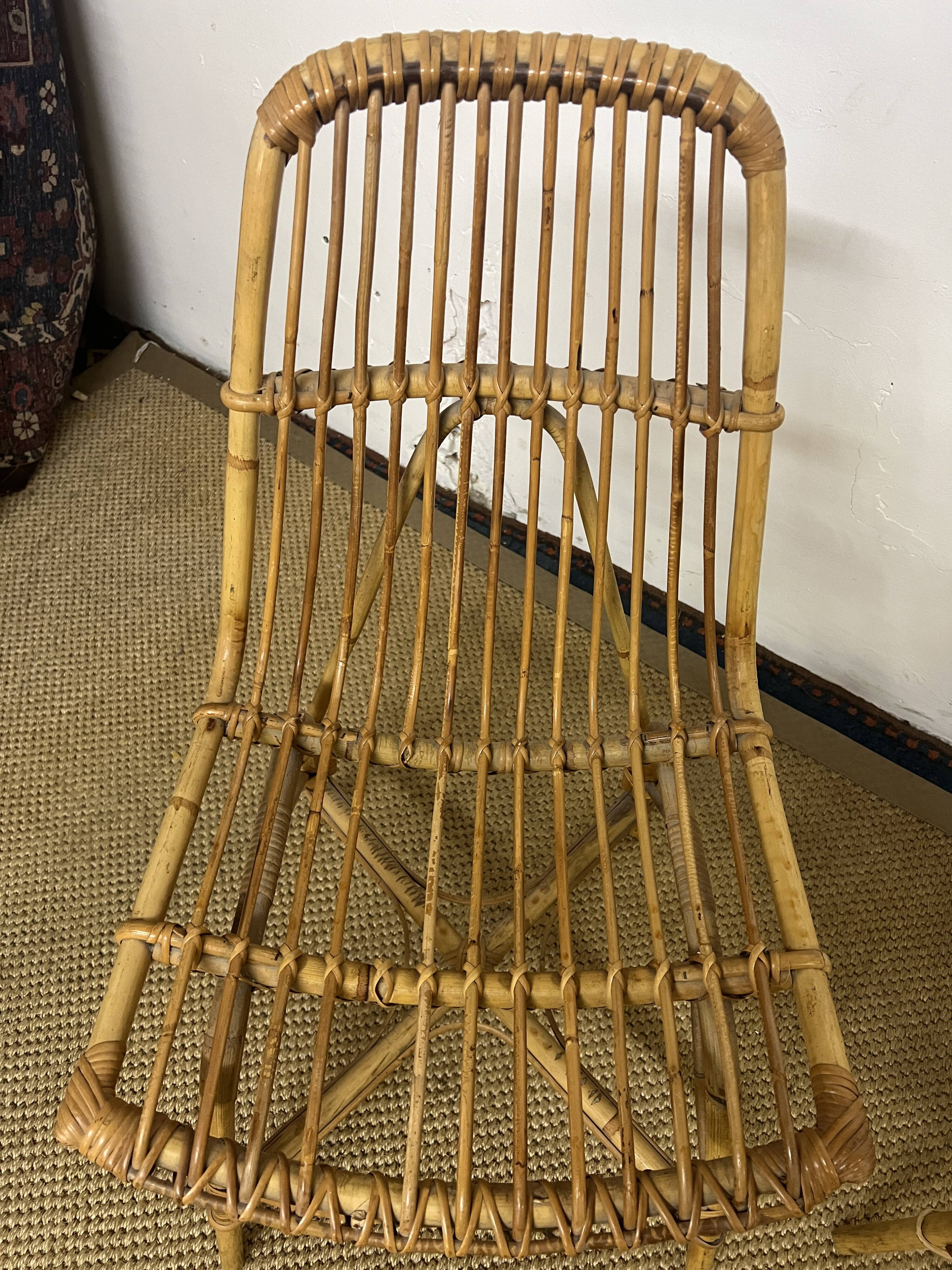 Paire de chaises en rotin & bambou