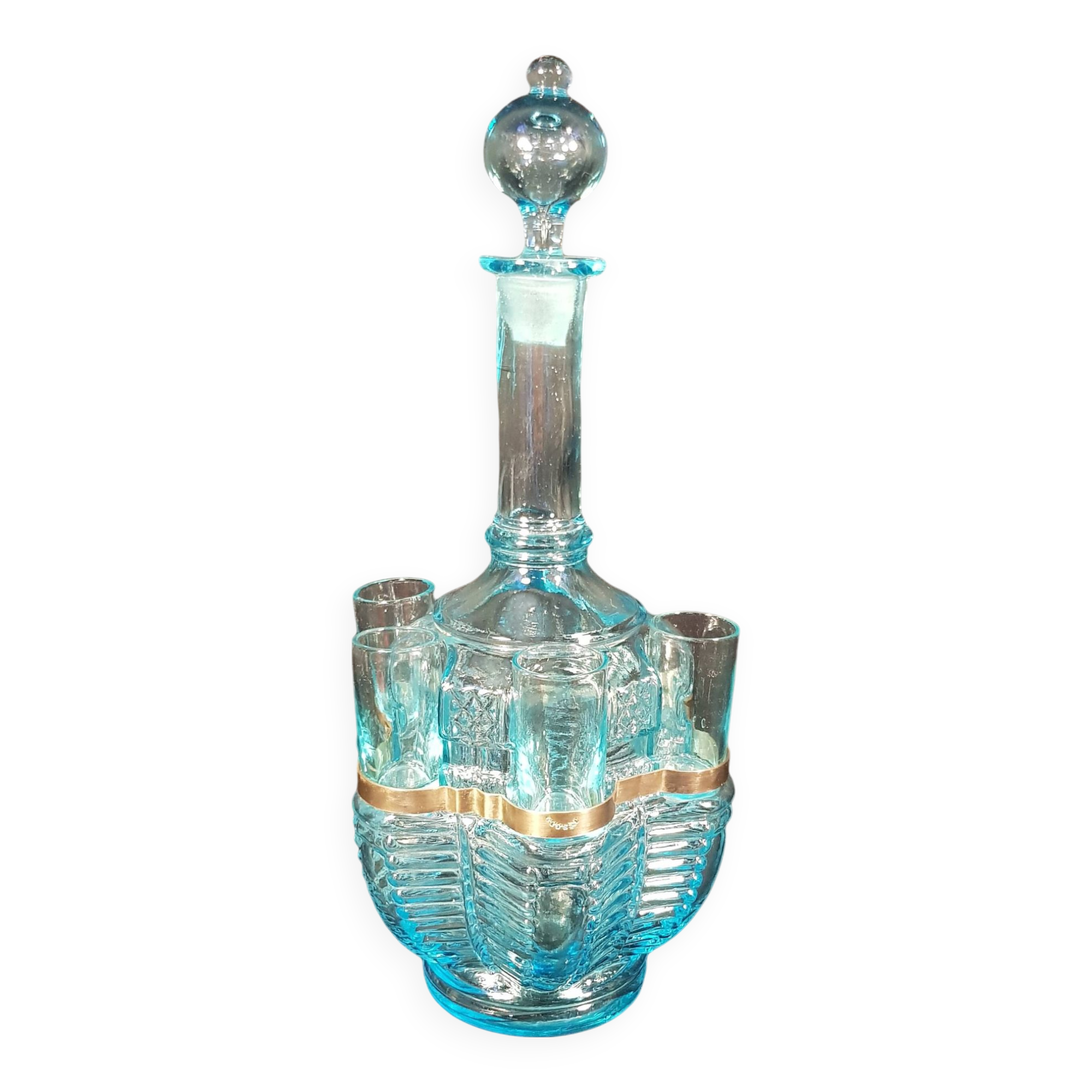 Blue Art Nouveau carafe