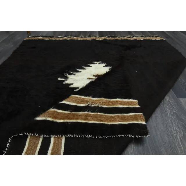 1970s Vintage Turkish Oushak Handmade Wool Cotton Brown Area Rug 146x168