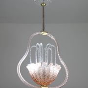 Charming Pink and Transparent Murano Glass Chandelier by Barovier e Toso, 1950s