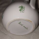 broc carafe pichet signé DMS fait main motif tournesol fleurs