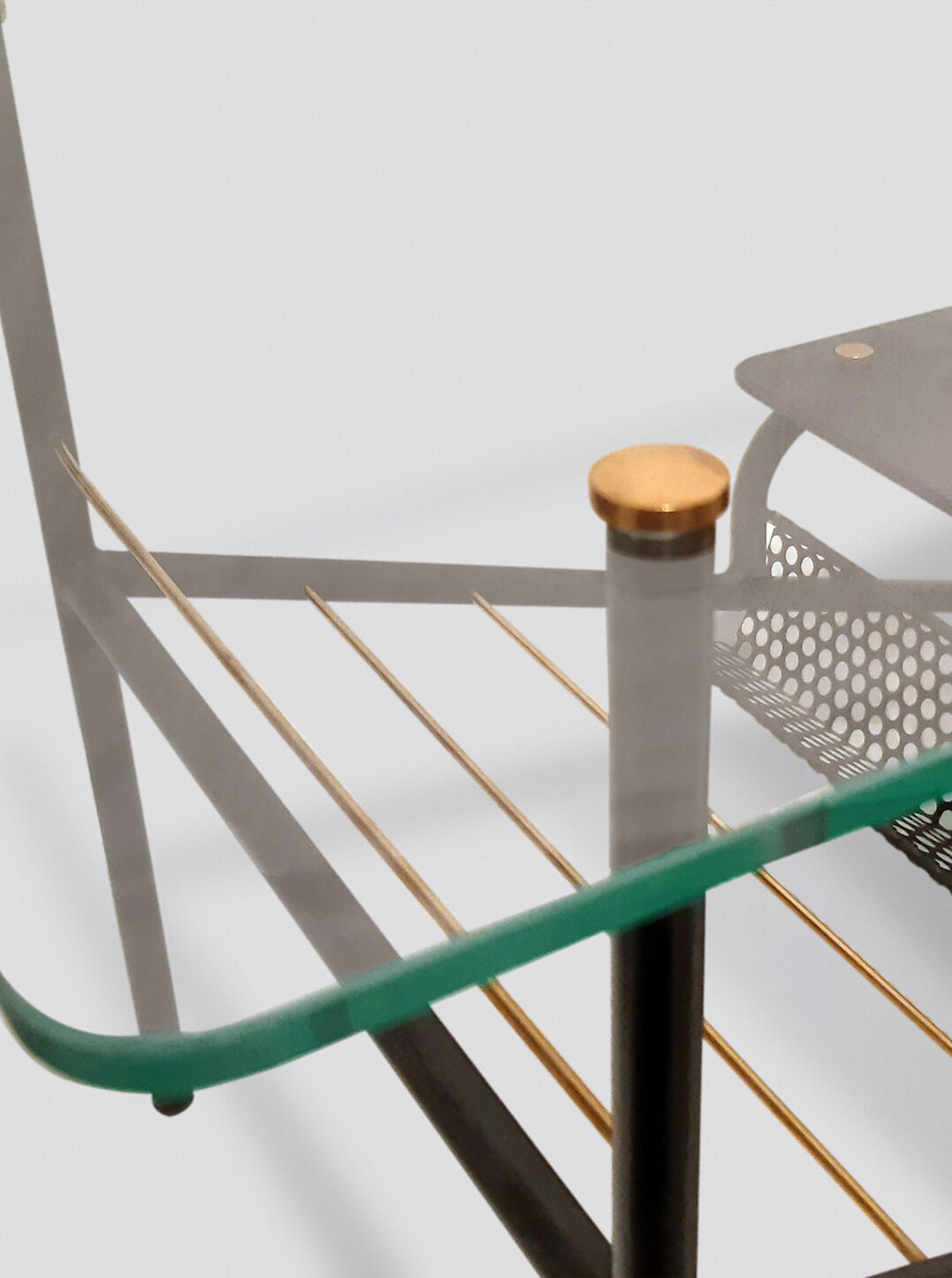 Iron, glass and opaline coffee table