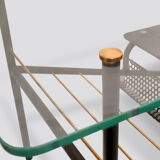Iron, glass and opaline coffee table