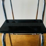 Vintage step stool in black formica and chrome steel