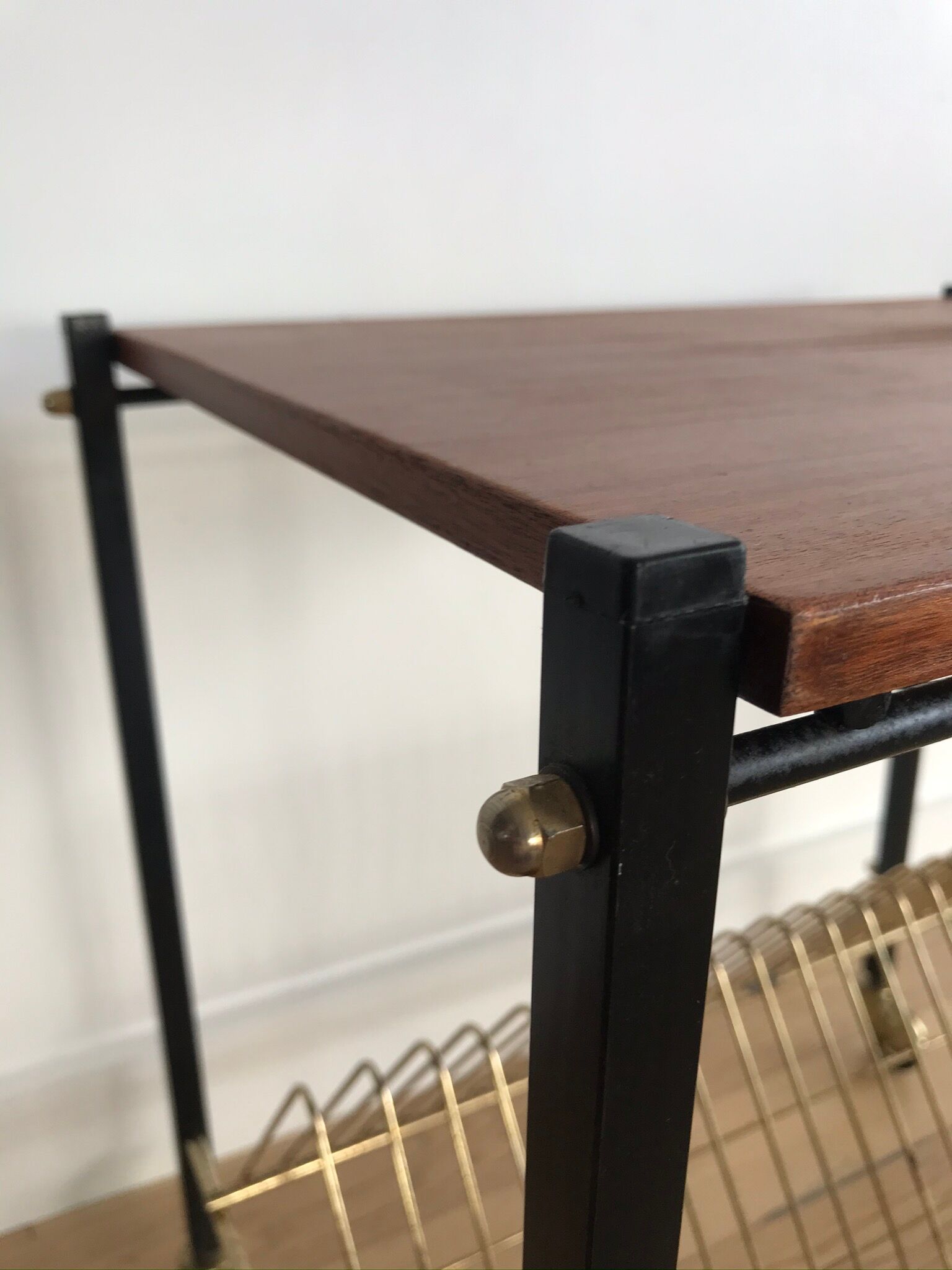 Vintage vinyl coffee table on wheels 1960