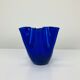 Vintage cobalt blue glass handkerchief vase