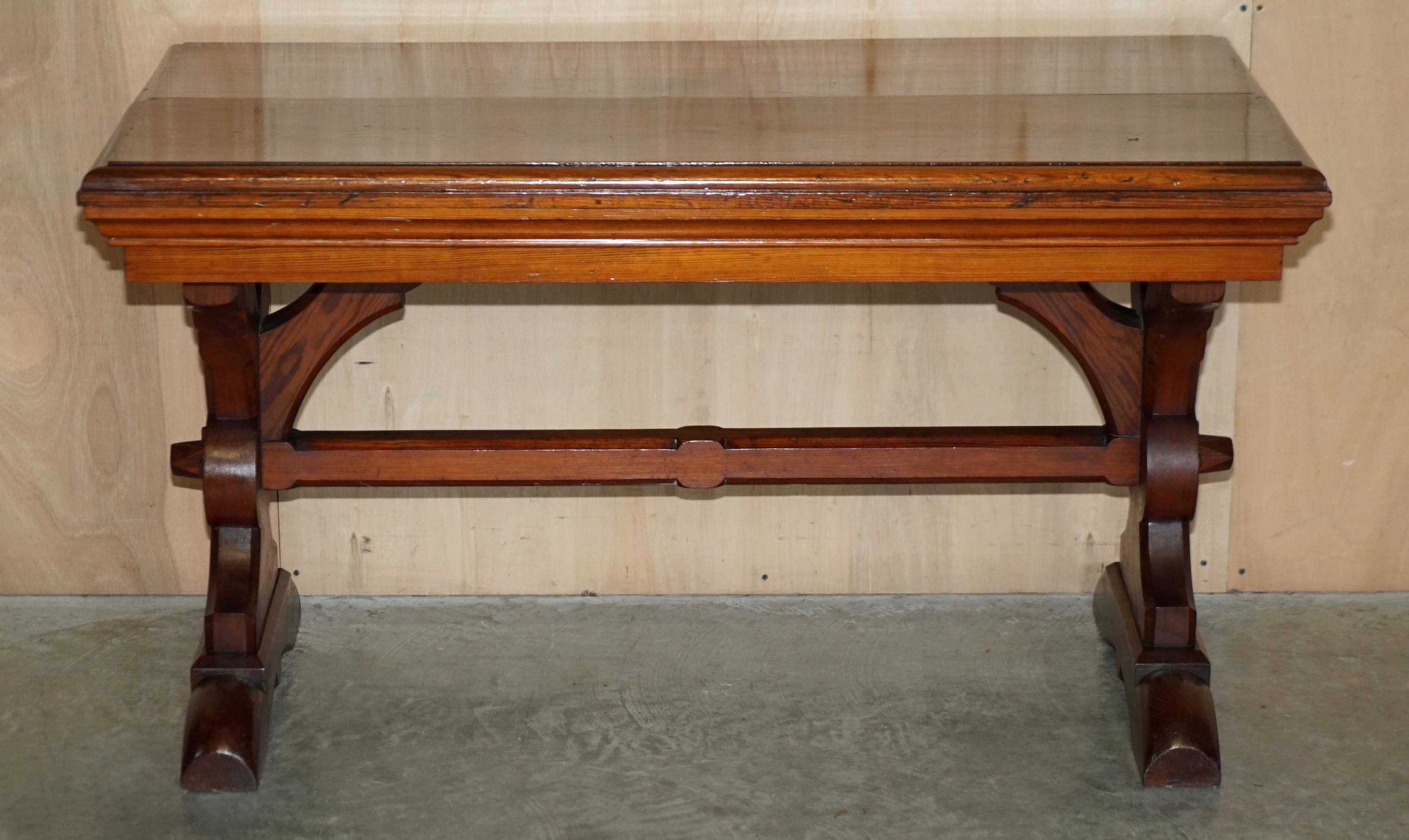 Victorian Gothic library table in antique oak