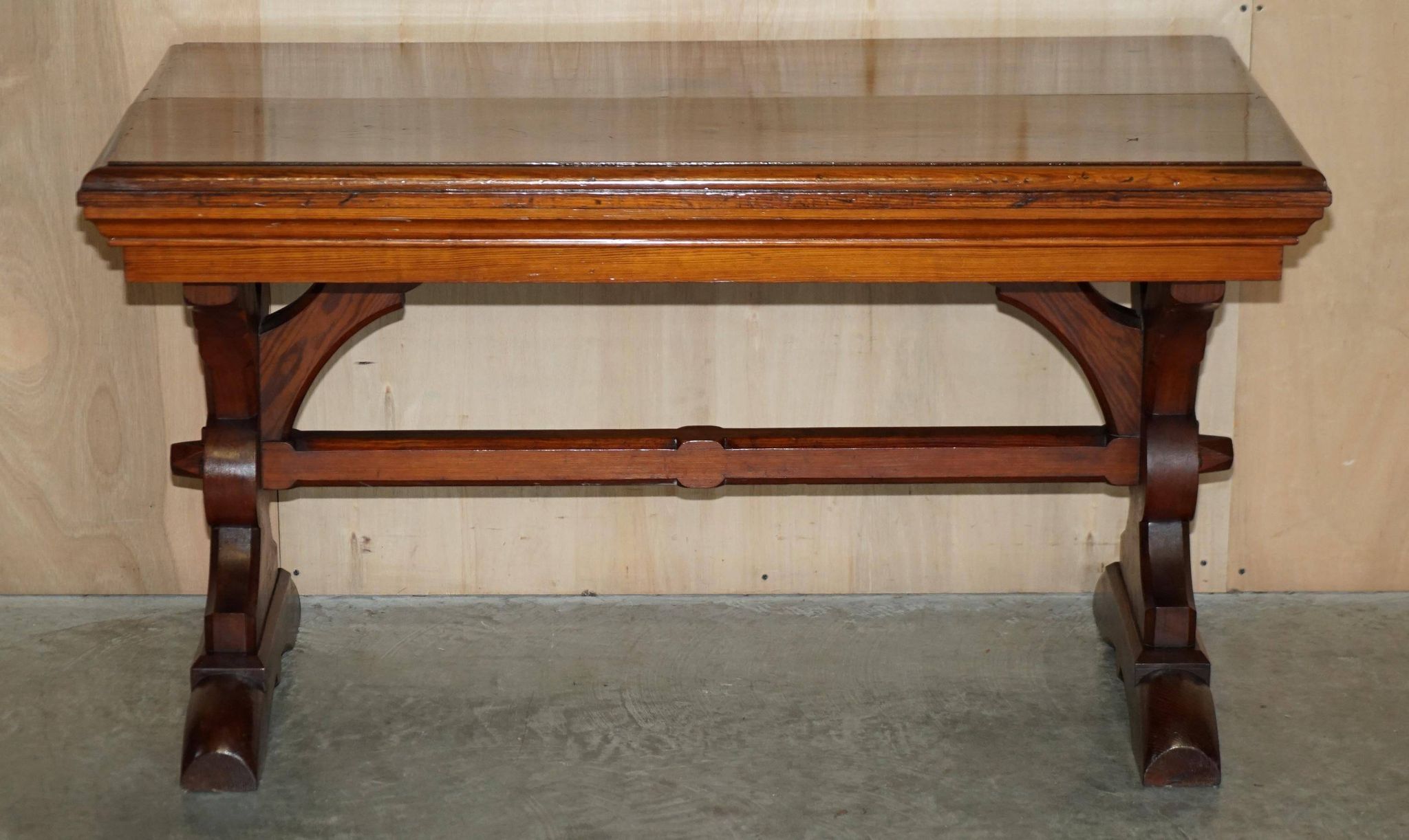 Victorian Gothic library table in antique oak