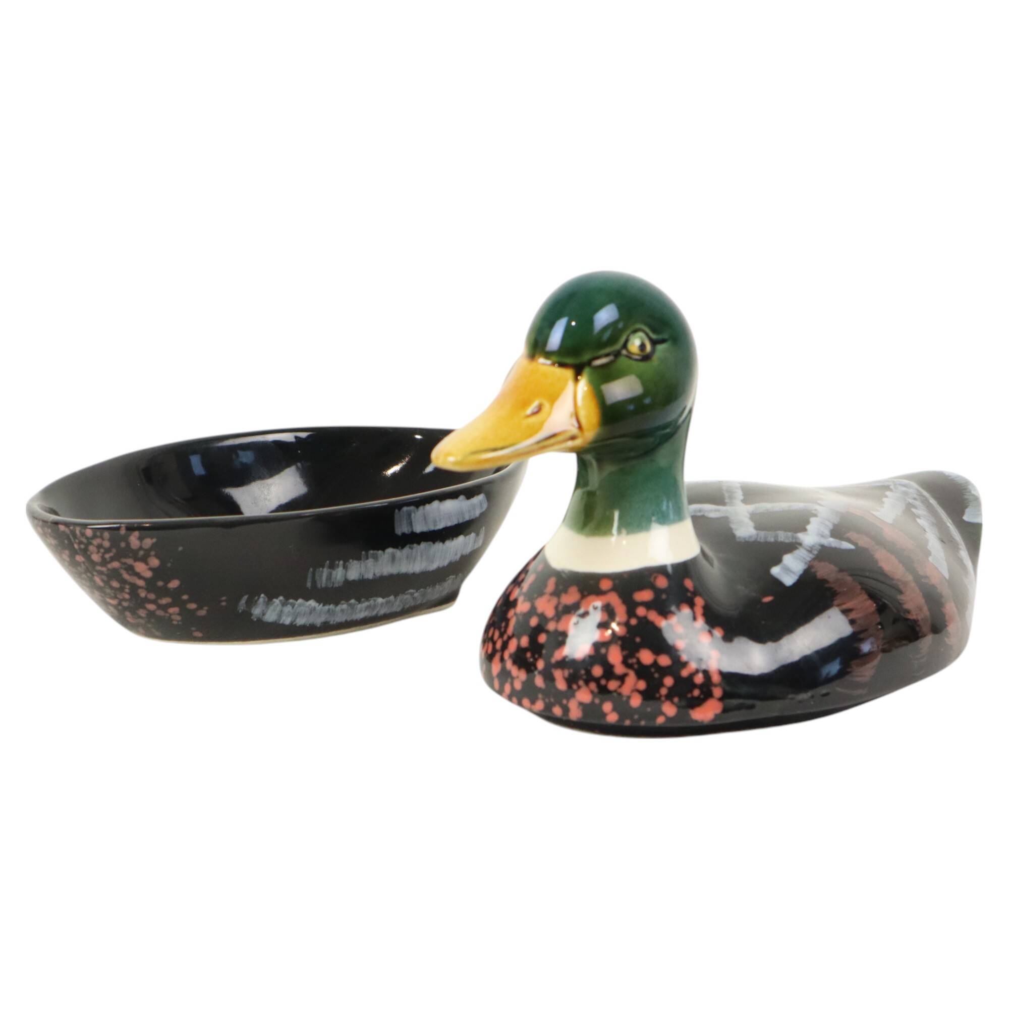 Sixties Michel Caugant Duck Terrine Pate Mold Glazed Earthenware