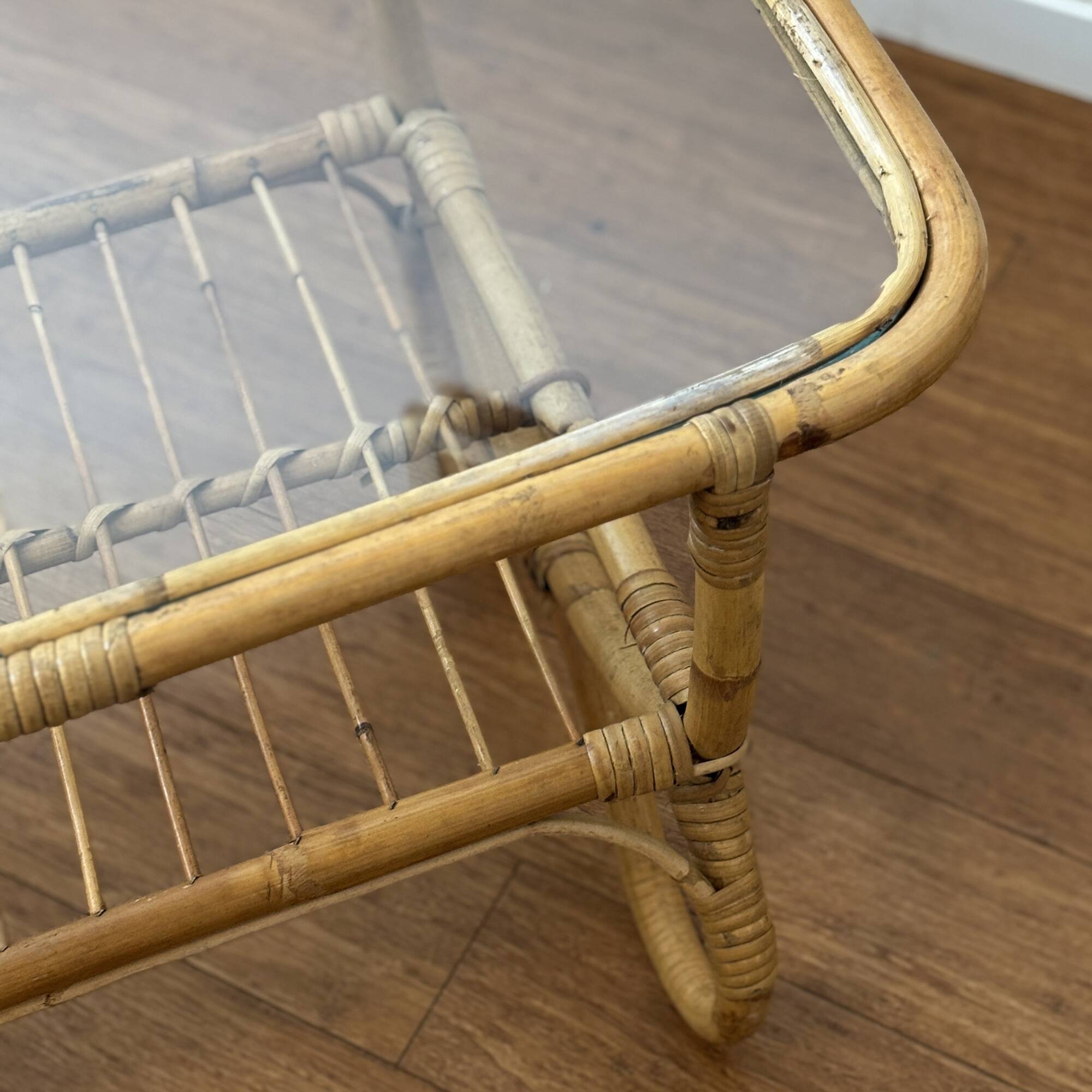 Vintage bamboo coffee table from the 1960s.