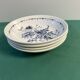 Set of 4 hollow plates Gien France vintage blue floral decorations signed