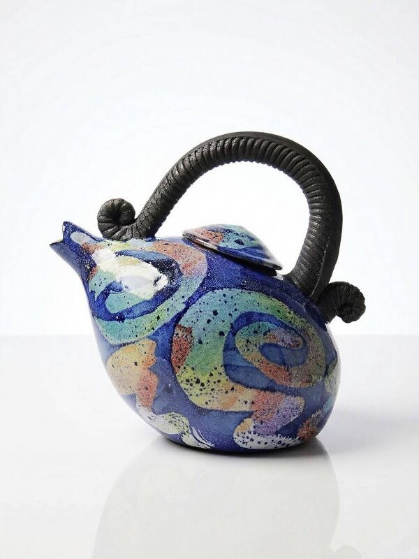 Théière en terre cuite studio US, années 1950-1970