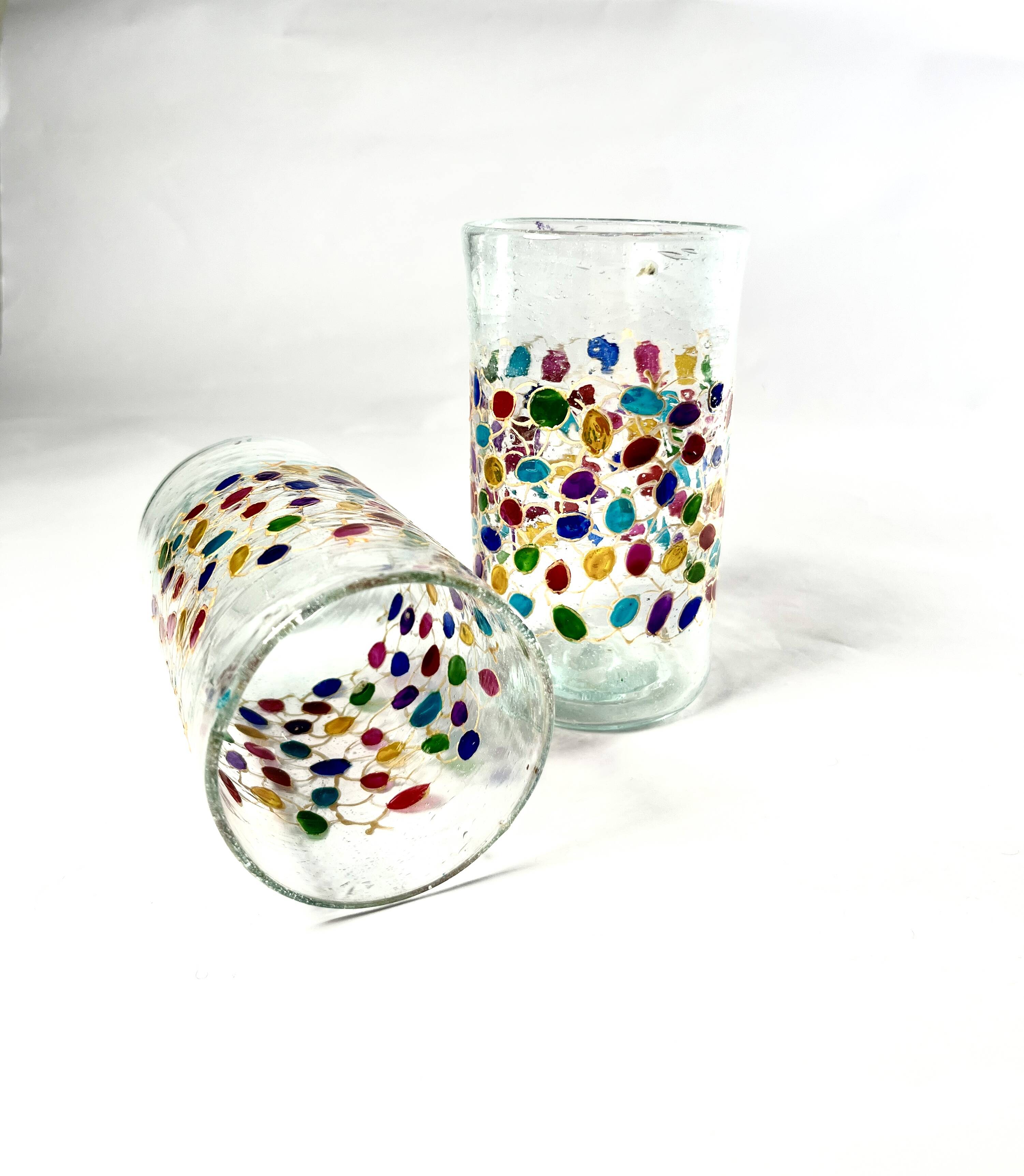 Verres à eau peints