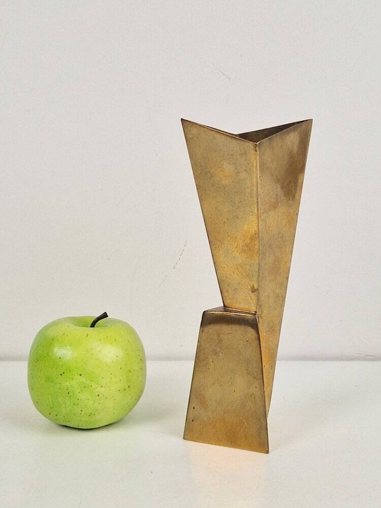 Art Deco Cubist Brass Vase from WMF, 1930s