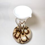 Murano glass vase Carlo Moretti vintage opaline, marbled brown and white, 70s
