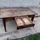 Table de ferme en chêne massif avec 1 tiroir 130cm