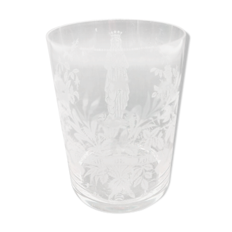 Lourdes souvenir cup engraved with acid