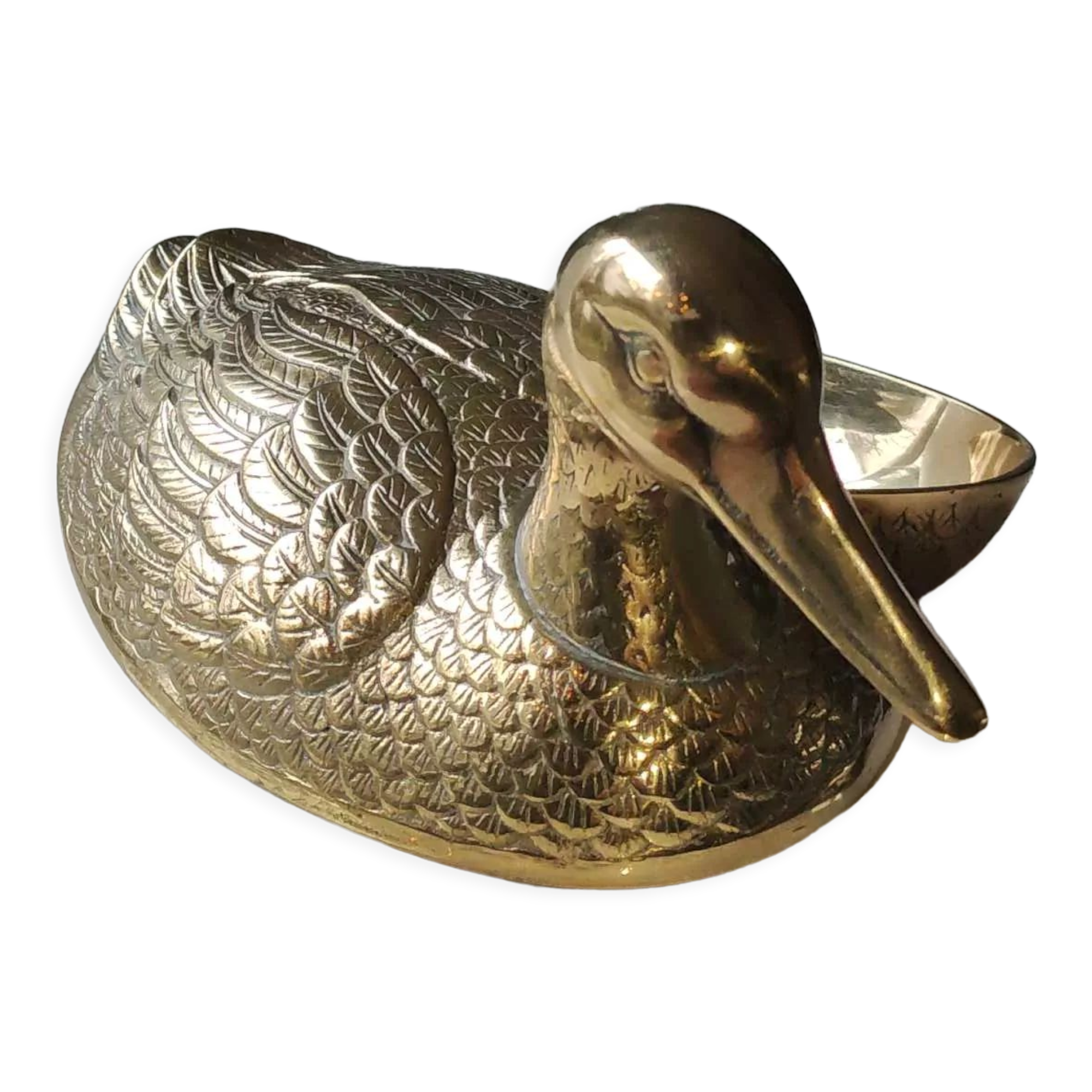 Void zoomorphic pocket in the shape of a mallard in solid brass - vintage model 70s