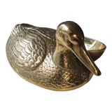 Vide poche zoomorphe en forme de canard colvert en laiton massif - modèle vintage années 70