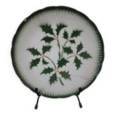 Antique Terre de Fer Badonviller dessert plate with "holly" decoration