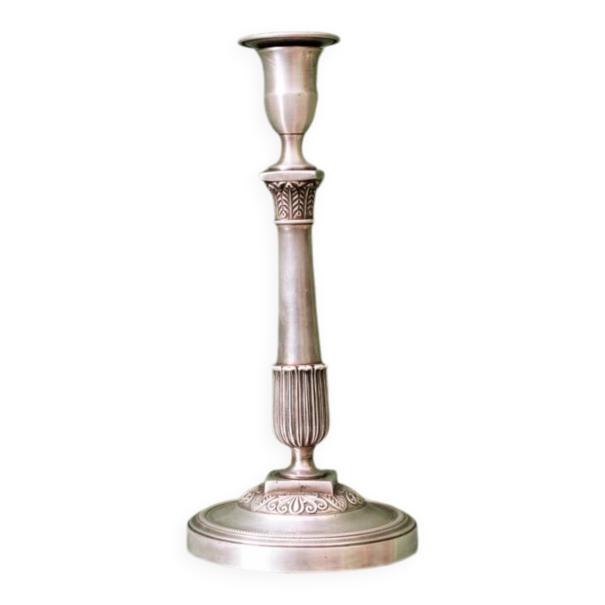 Silver-plated candlestick, late 19th century.