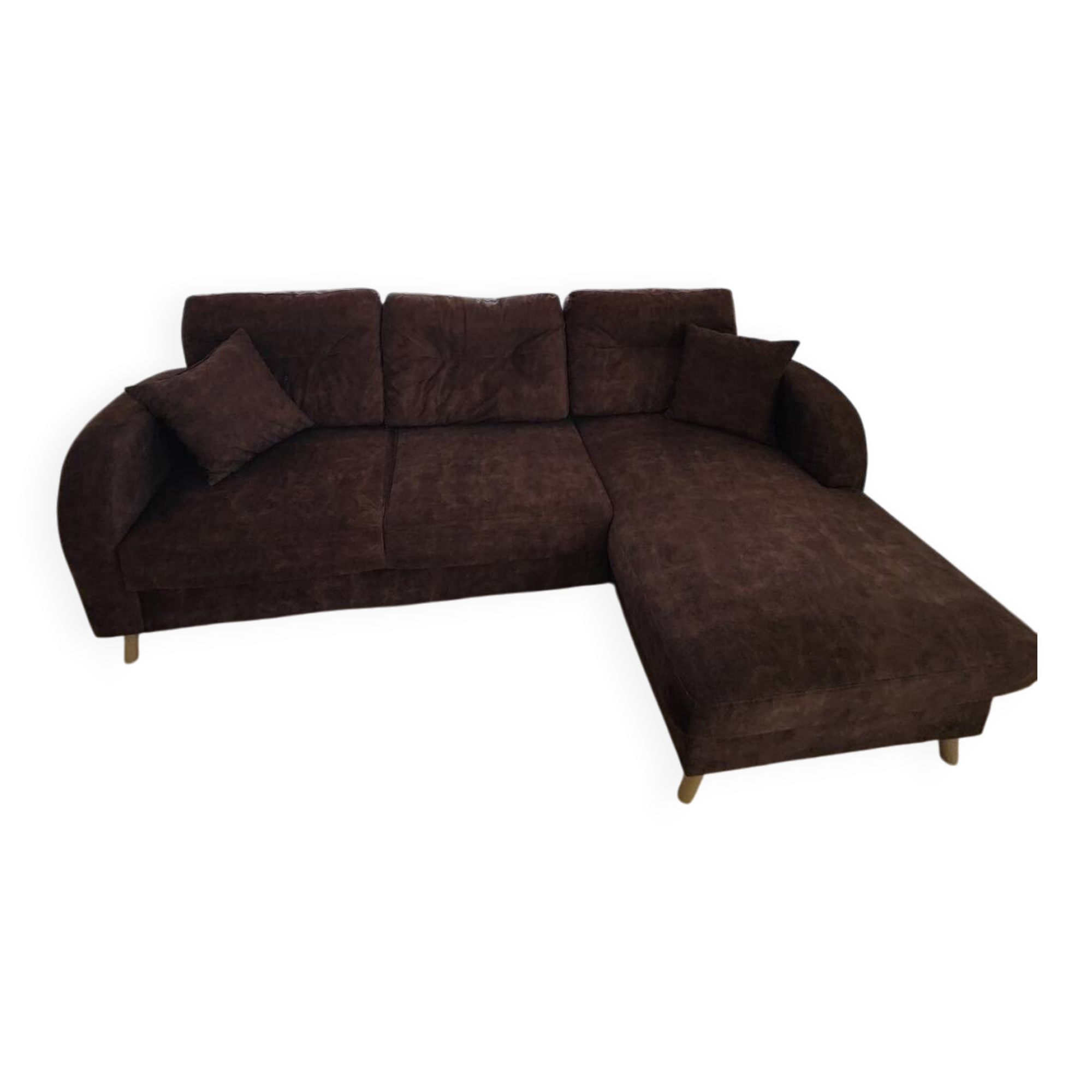 Canapé d’angle convertible avec coffre bobochic libeo vintage – marron