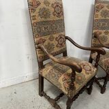 Set of four Louis XIII style high-back armchairs, 20th century.