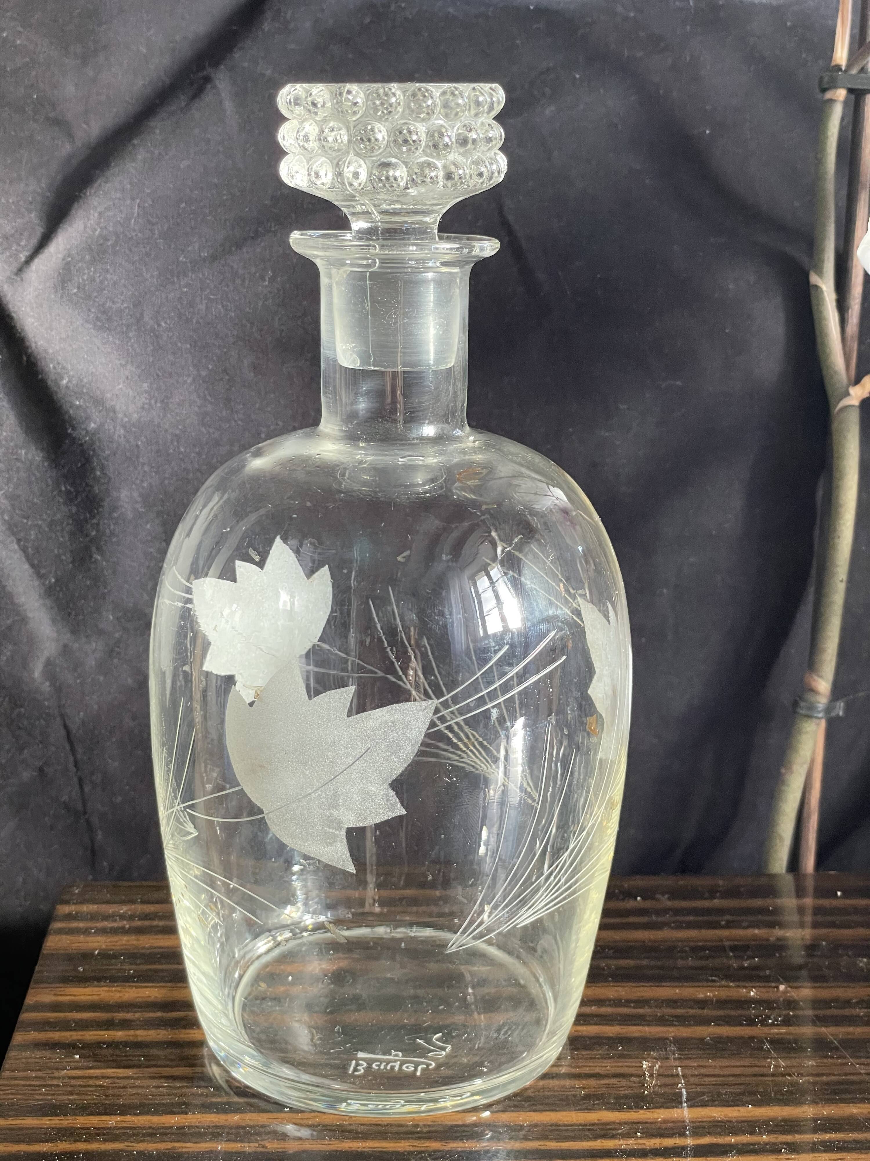 Antique cut crystal carafe signed Bayel 92