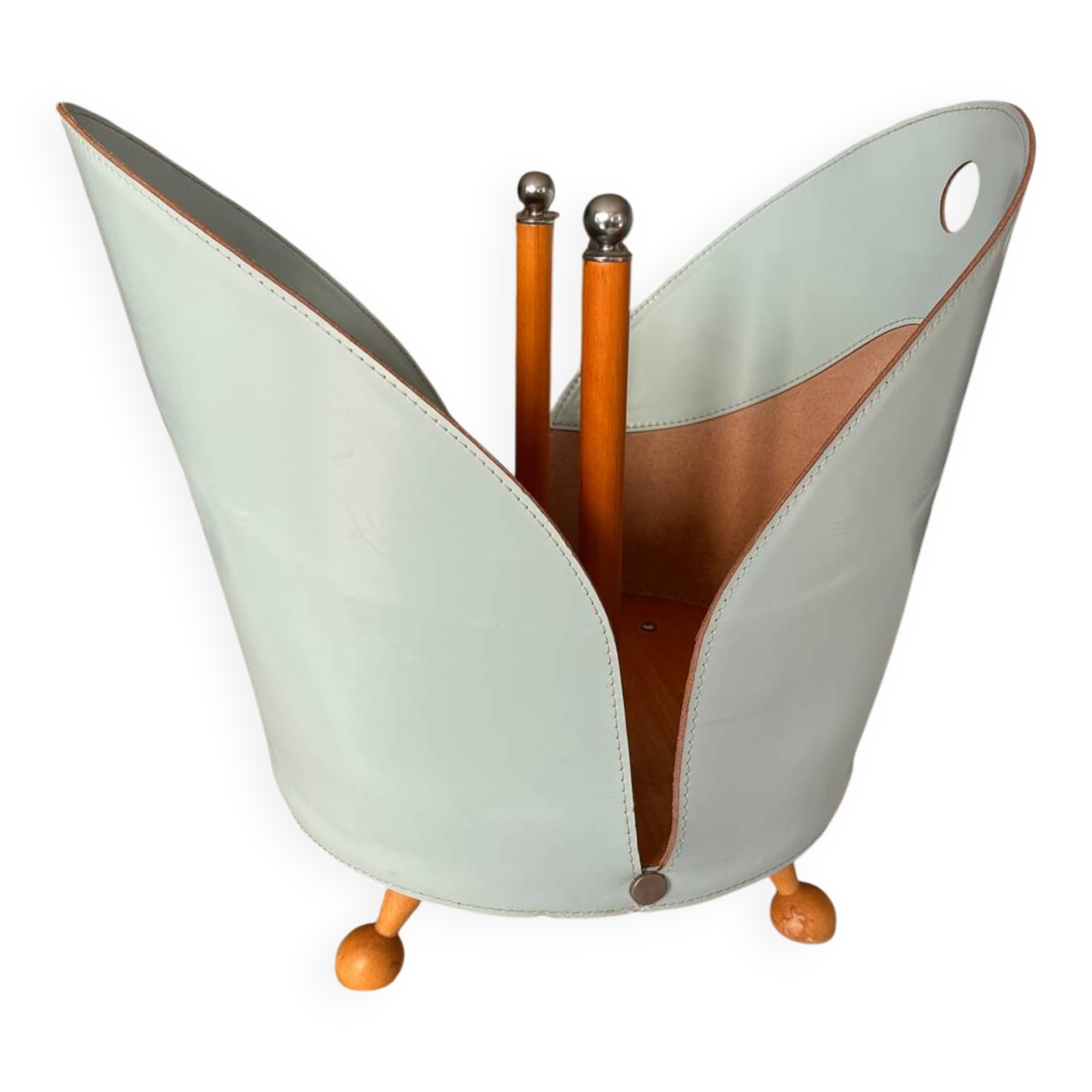 Vintage leather magazine holder