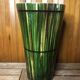 Old vase st clément france green & yellow ceramic vintage #a392