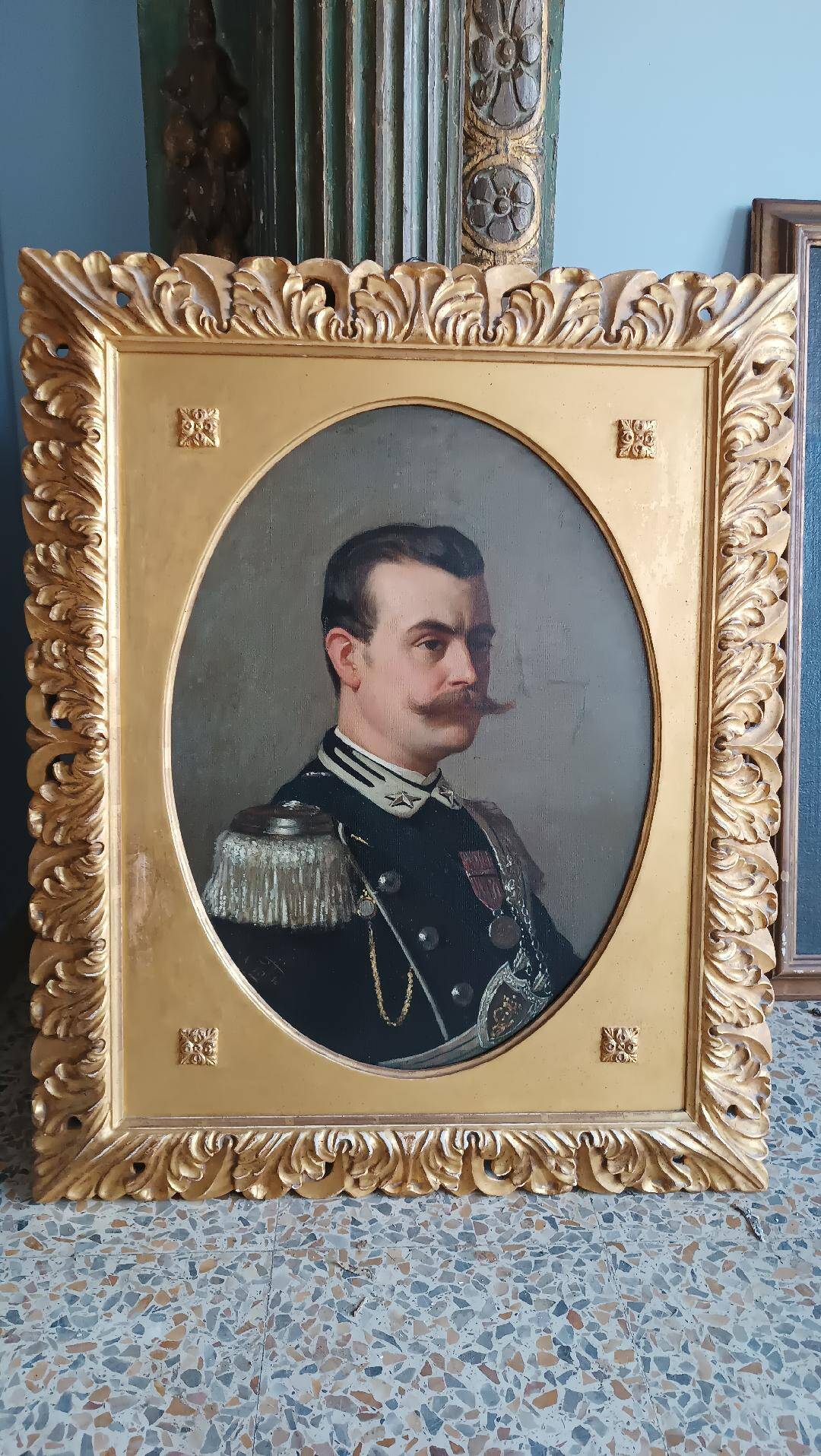 Antique painting portrait of a military gentleman, Arturo FALDI (Florence 1856-1911)