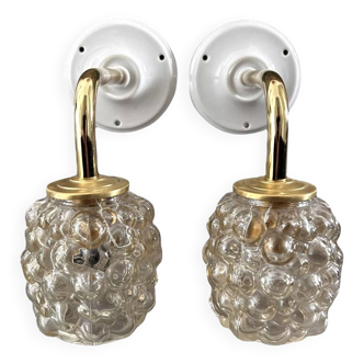Pair of bubble glass wall lights