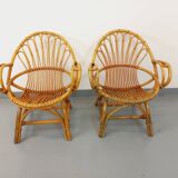 Pair of vintage rattan armchairs from the 60s