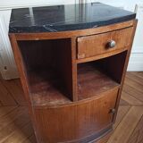 Vintage bedside table from the 30s/40s, walnut, marble