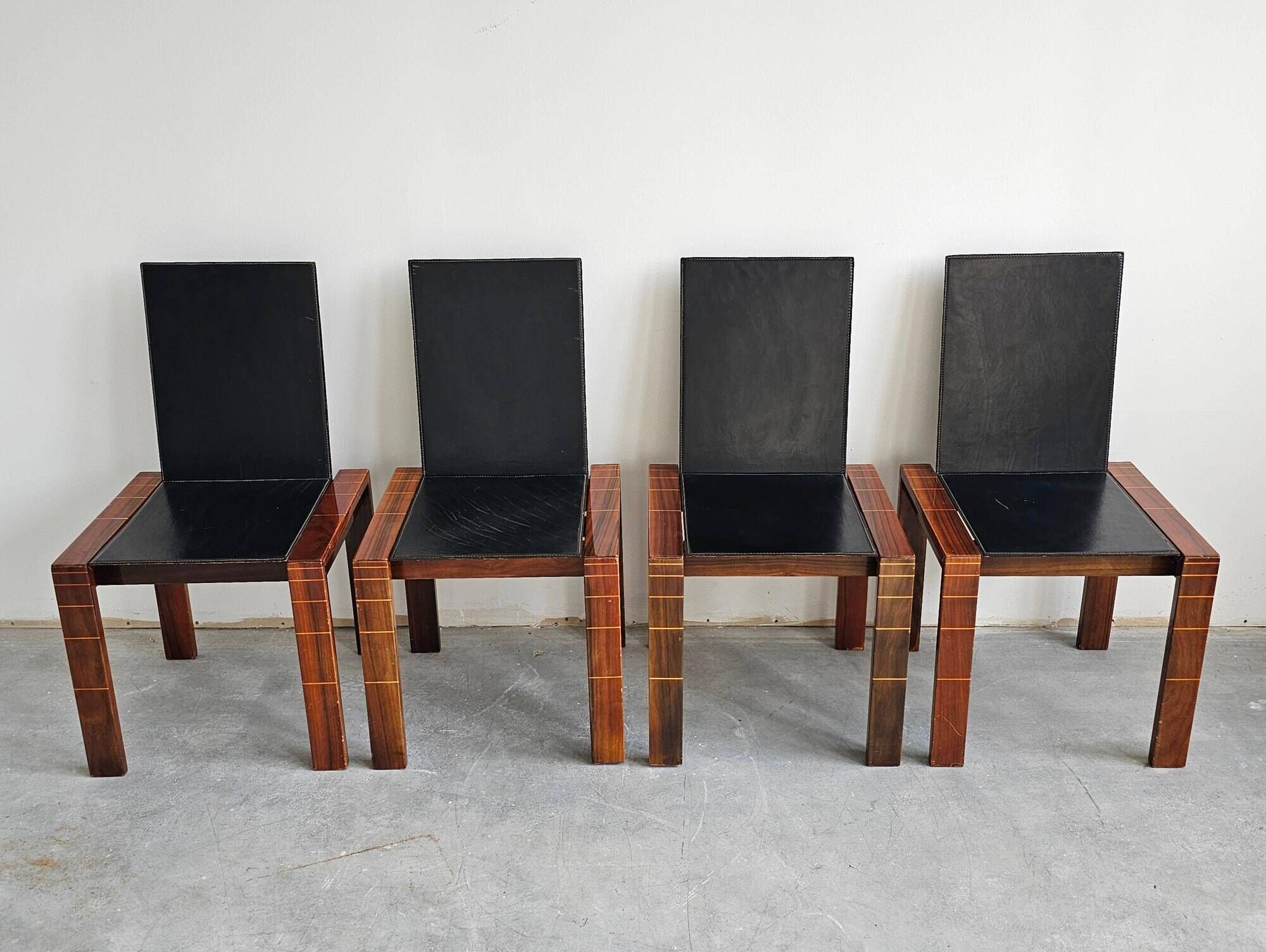 Set of 4 Mid Century dining chairs in rosewood style Afra and Tobia Scarpa.