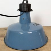 Industrial Blue Enamel Factory Lamp with Cast Iron Top, 1960s