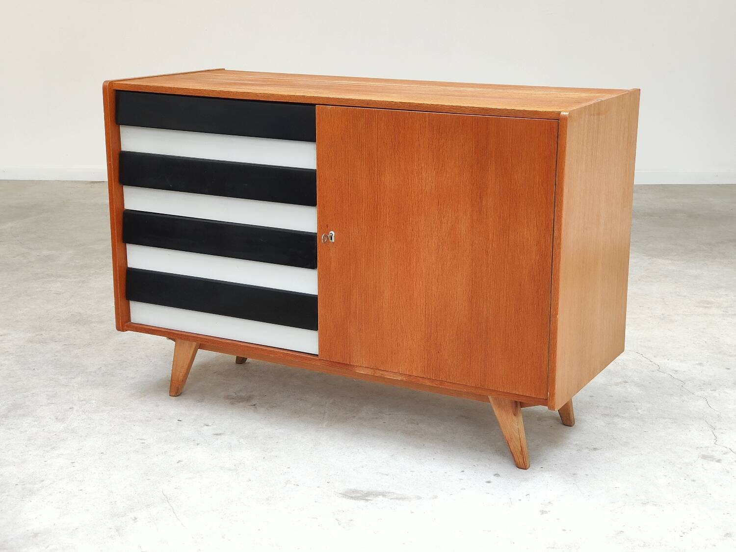 U-458 black and white sideboard by Jiri Jiroutek for Interier Praha