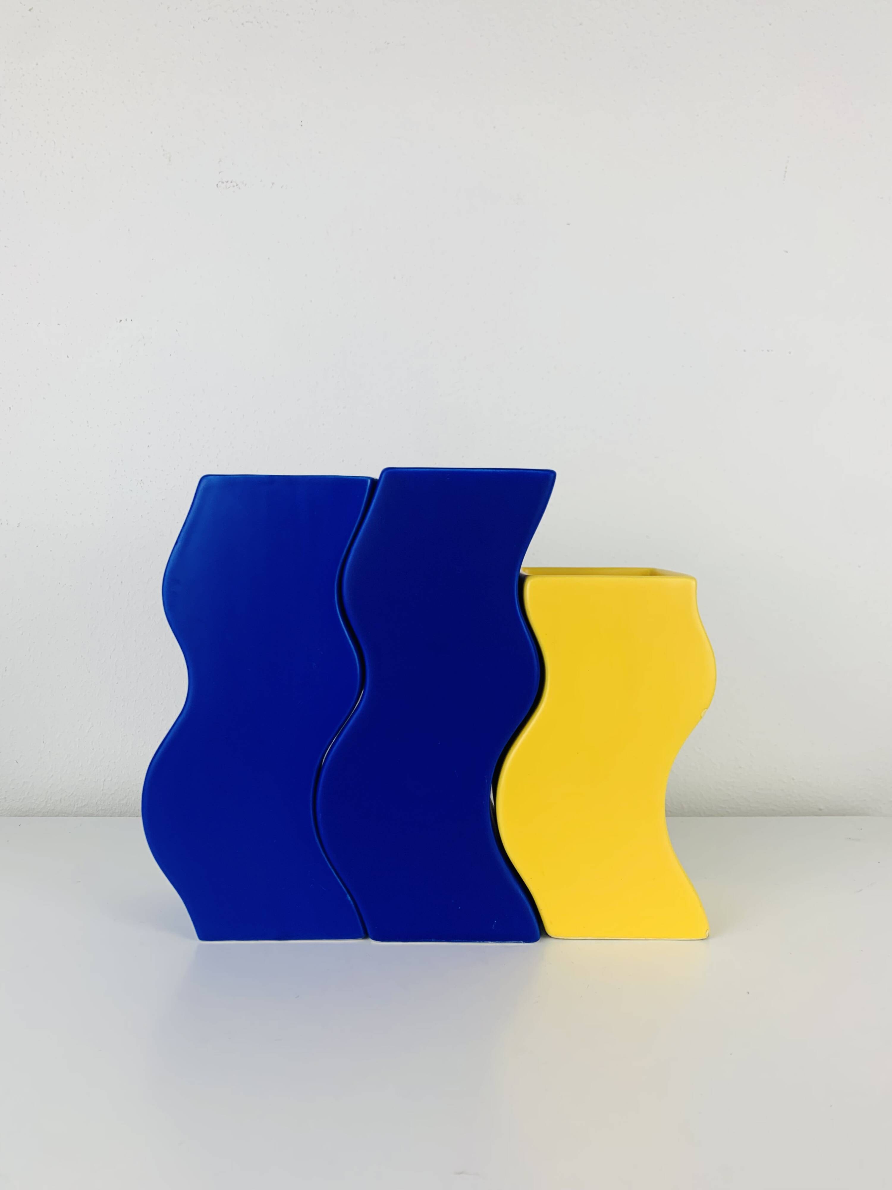 Trio of Asa vases, 1980s ceramic, vintage Memphis style